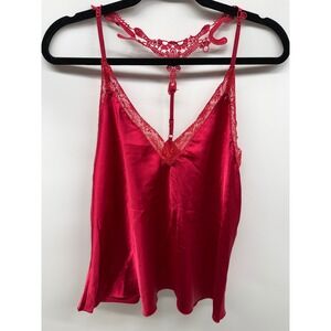 AvidLove Red Satin Lace Racerback Cami Tank Top Large Lingerie